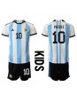 Billige Argentina Lionel Messi #10 Hjemmedraktsett Barn VM 2022 Kortermet (+ Korte bukser)